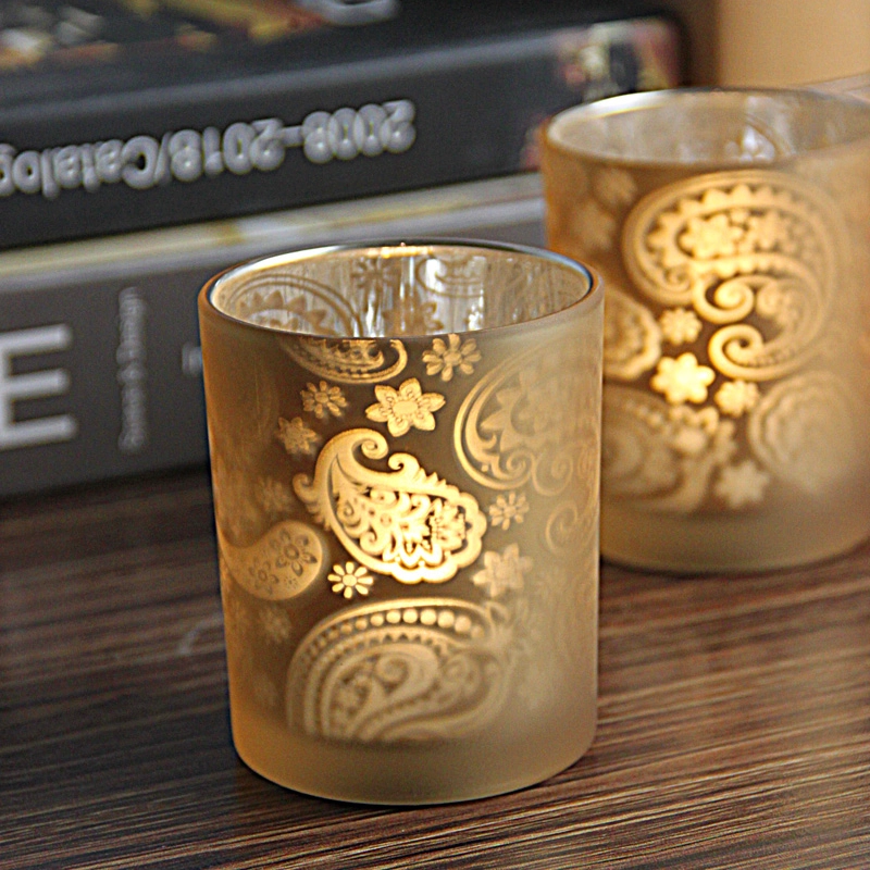 Retro light gold candle holder wholesale,stained glass candle holders
