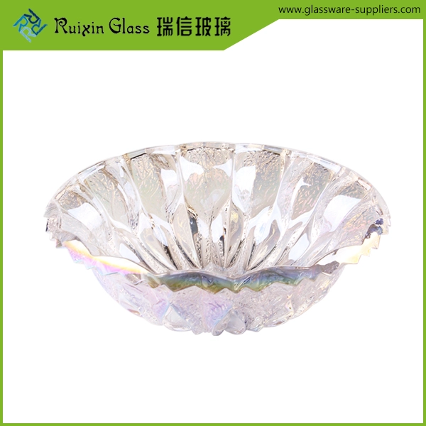 Silver leafy shape glass dried fruit bowl for sale