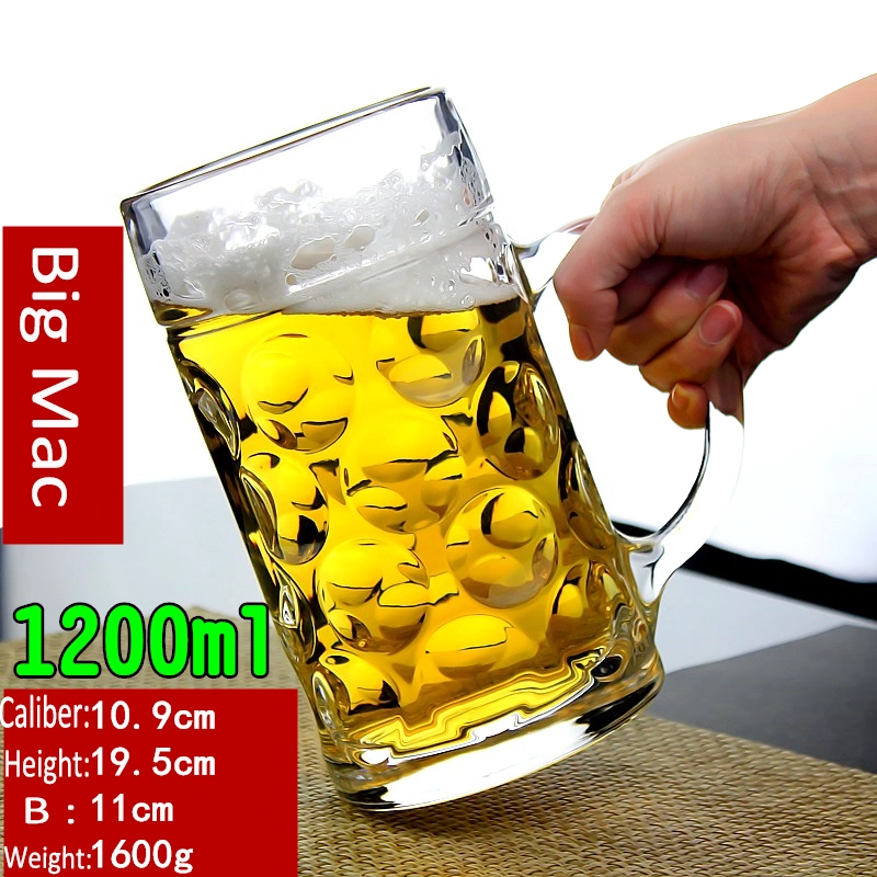 Tropische weerstand verdikt glas bier mokken, afgeronde transparant theekoppen groothandel