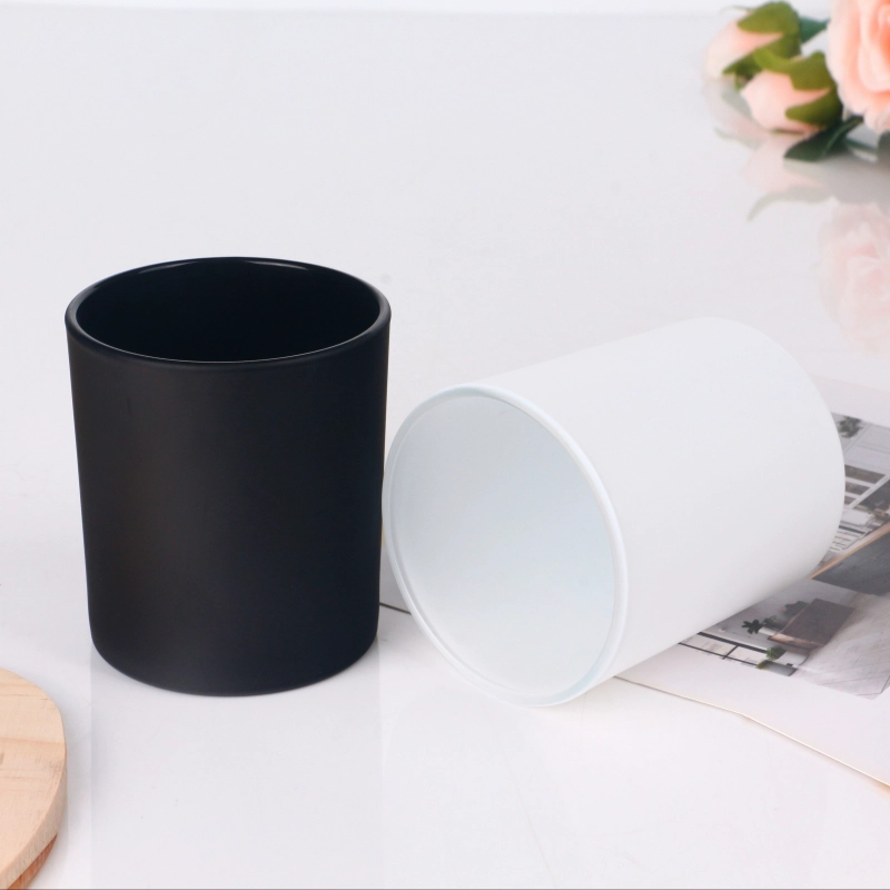 White Black Colored 8oz Glass Candle Holder Jars Container For Candle Making