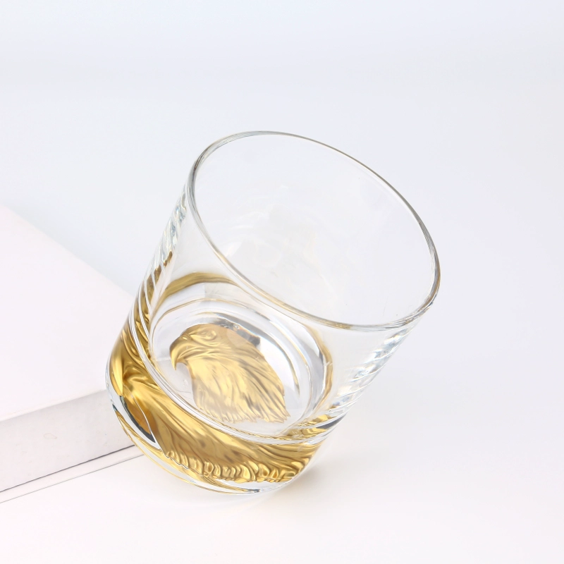 Wholesale 10oz whiskey glass with animal pattern at bottom