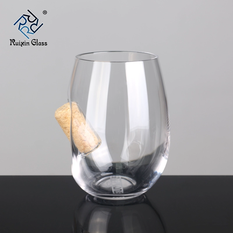 Wholesale Cork Embed Egg Shape Stemless Wine Glass