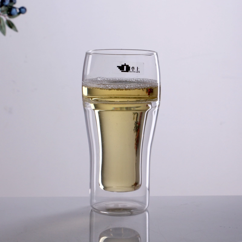 Wholesale Handmade 350ml Host Fast Freeze Beer Glasses Double Wall Glass Cup