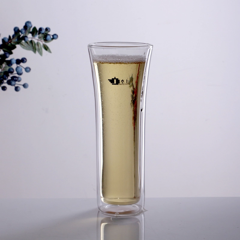 Wholesale Handmade 350ml Host Fast Freeze Beer Glasses Double Wall Glass Cup