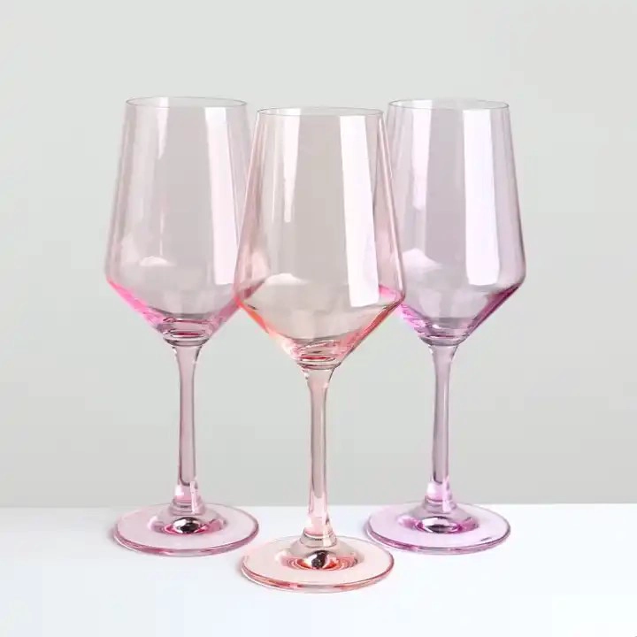 machine made Set of 6 Crystal colored wine Stemware Multi-colored glasses goblet wholesale