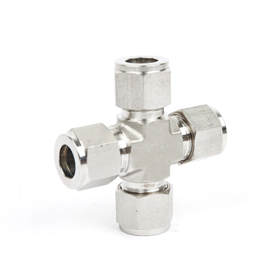 17 Stainless Steel Double Ferrules Metric Tube Fittings 4-Way Union Cross 2mm to 38mm