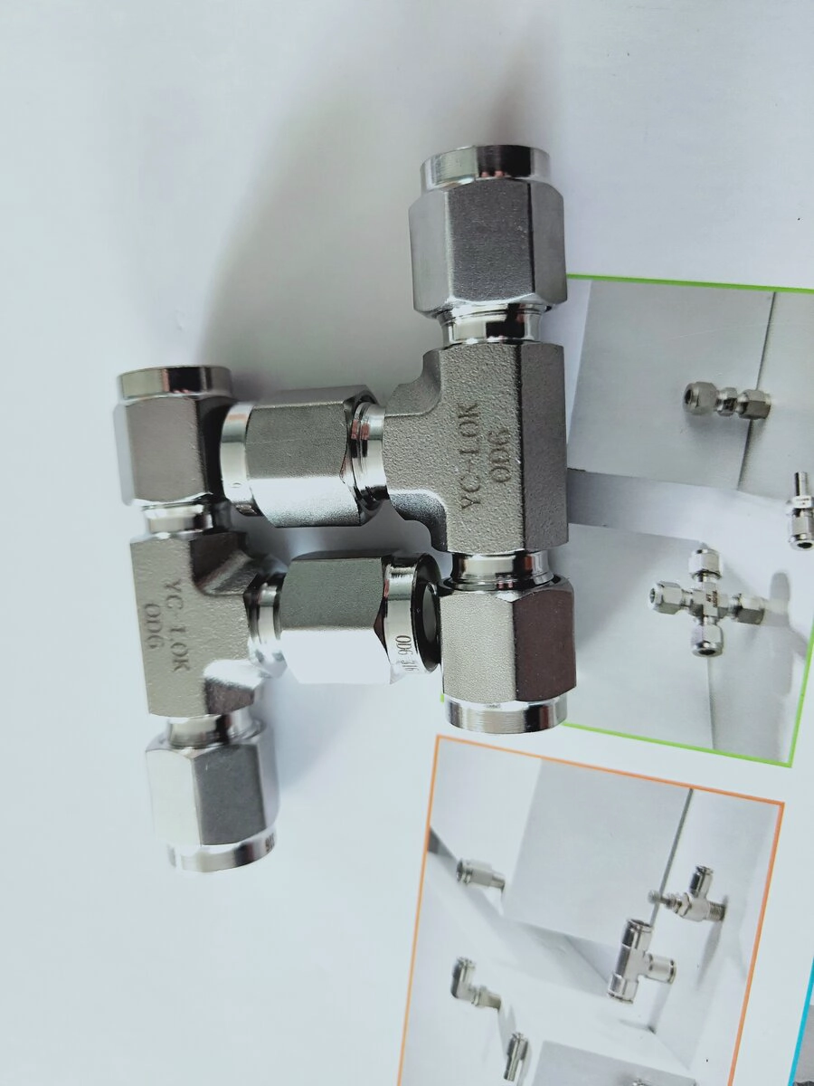 6 DIN SS316 Stainless Steel Twin Ferrules electroplated hexageon union Inch Tube Fitting