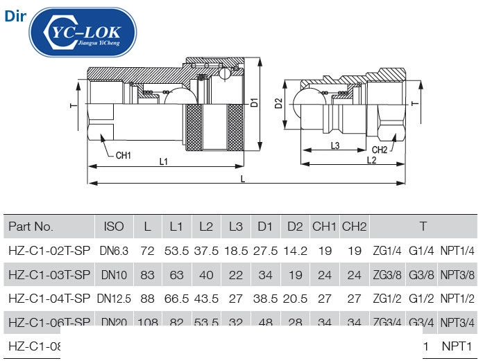 HZ-C1 BALL VALVES TYPE HYDRAULIC QUICK COUPLING (ISO5675)
