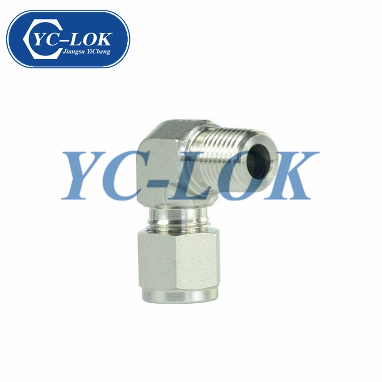 الصين Twin Ferrule SS 316 OD 3/8 - 1/4 NPT ذكر الكوع الموصل أنبوب تركيب الصانع