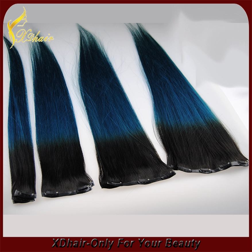 2015 new products ombre color clip in hair extensions for black women