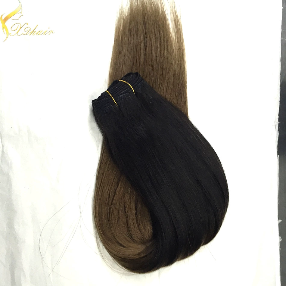 Best selling ombre hair extension two colored cheap brazilian hair ombre color human hair weft
