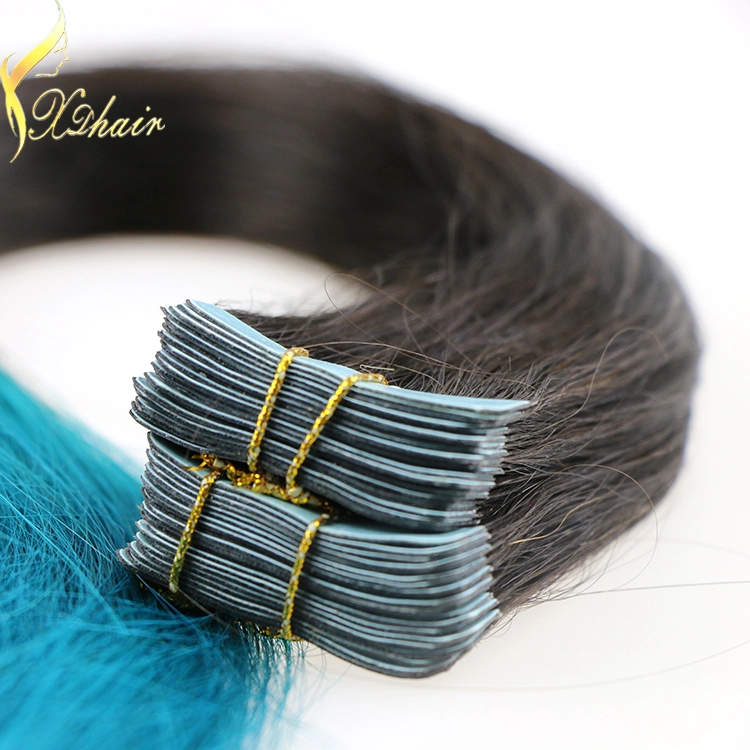 Factory direct cheap aliexpress ombre remy tape hair extension two tone color