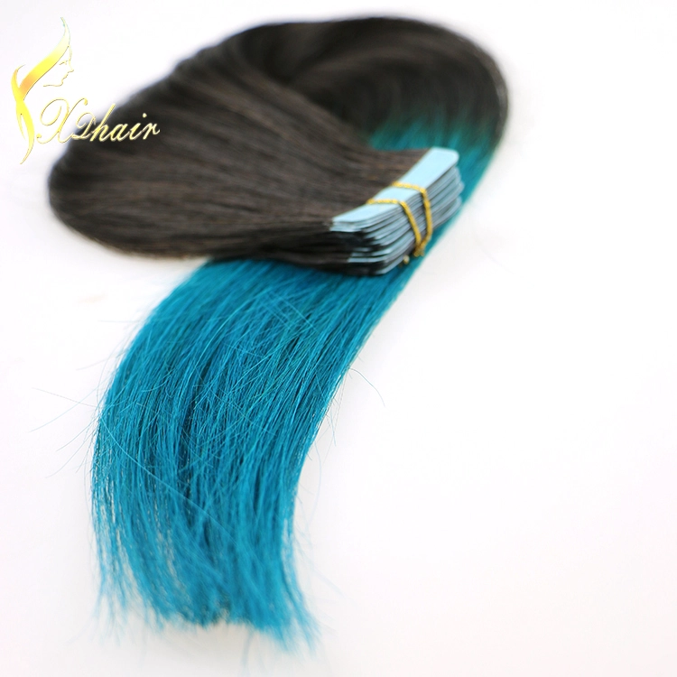 Factory direct cheap aliexpress ombre remy tape hair extension two tone color