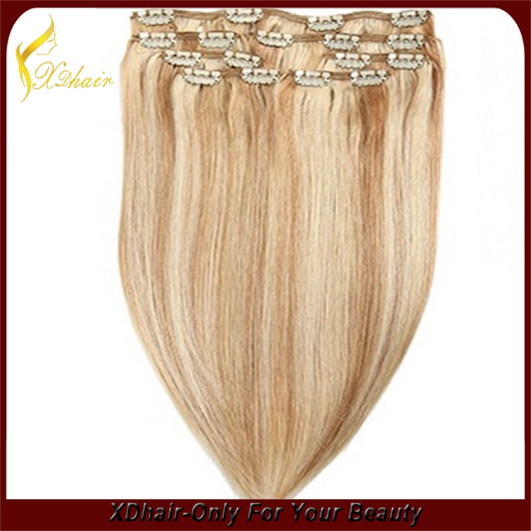 New product hot sale 100% Brazilian virgin remy hair best colored double weft clip in hair extension