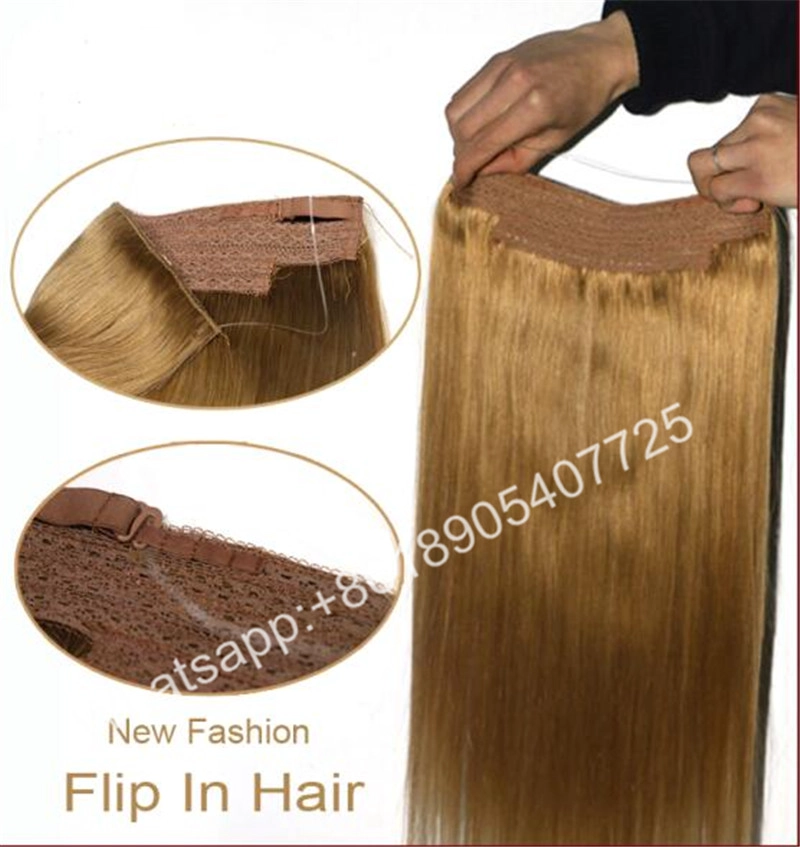 New type Halo Hair flip in human hair Unprocessed Human Hair 20inch Brazilian Virgin Hair Straight flip in hair color 27#