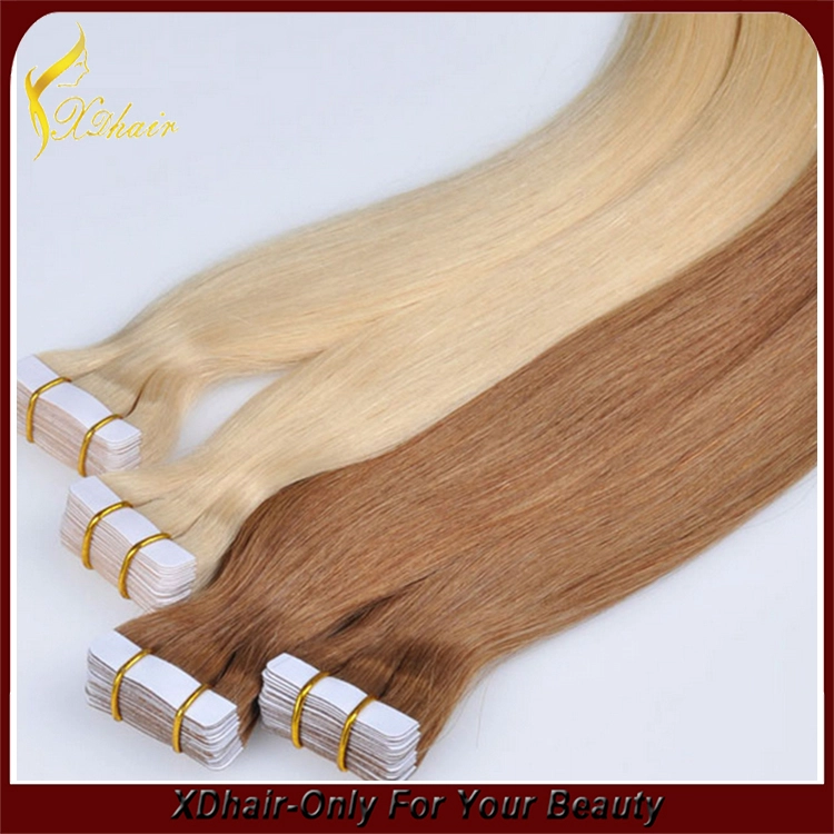 No shedding no tangle beautiful colored blue glue100% Brazilian virgin remy hair Germany blue glue new style tape hair extension
