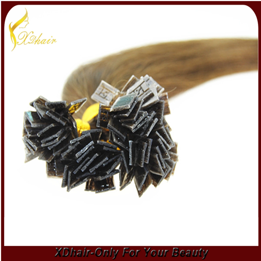 Wholesale Factory price 10-30inch Flat tip remy  hair extensions any color is ok