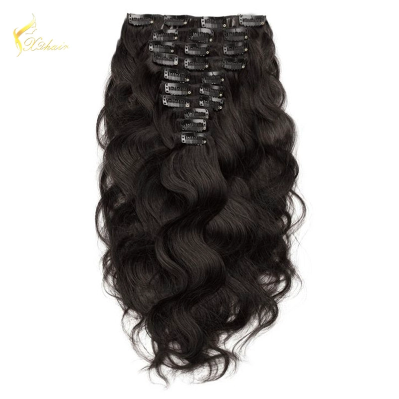 Wholesale Price Body Wave Piano Color Supreme Remy Brazilian Human Hair Clip In Hair Extensions For Black Women