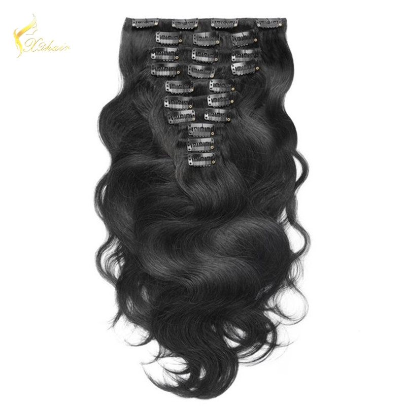 Wholesale Price Body Wave Piano Color Supreme Remy Brazilian Human Hair Clip In Hair Extensions For Black Women
