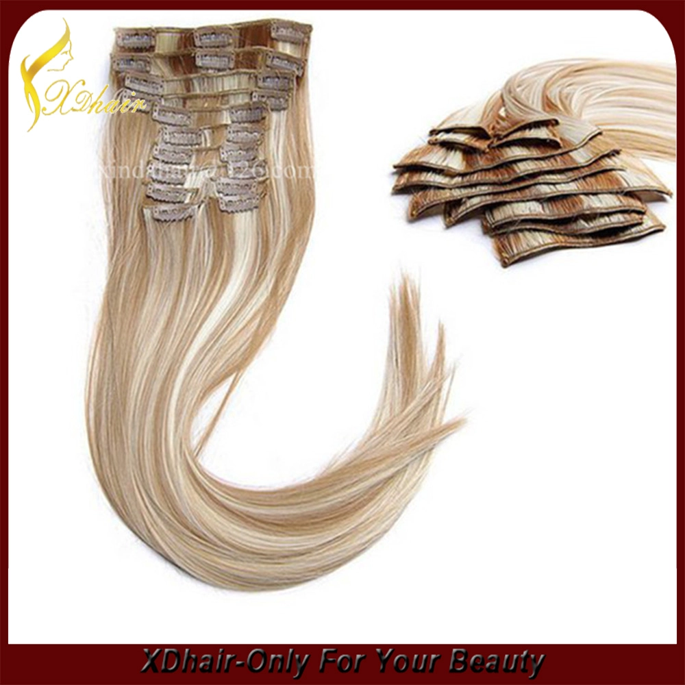 Wholesale brazilian human hair Piano colore clip in hair extensions