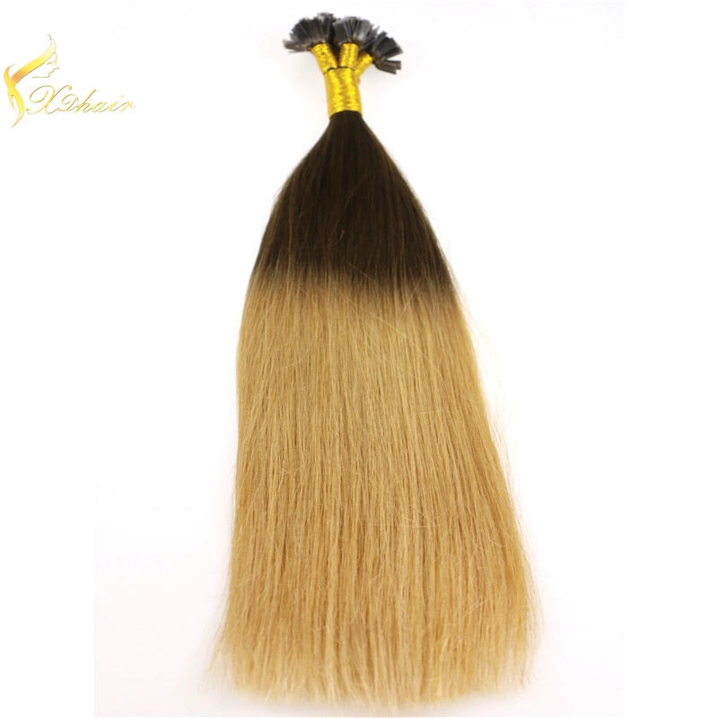 double drawn ombre color virgin indian hair flat tip hair weaves remi human hair extensions