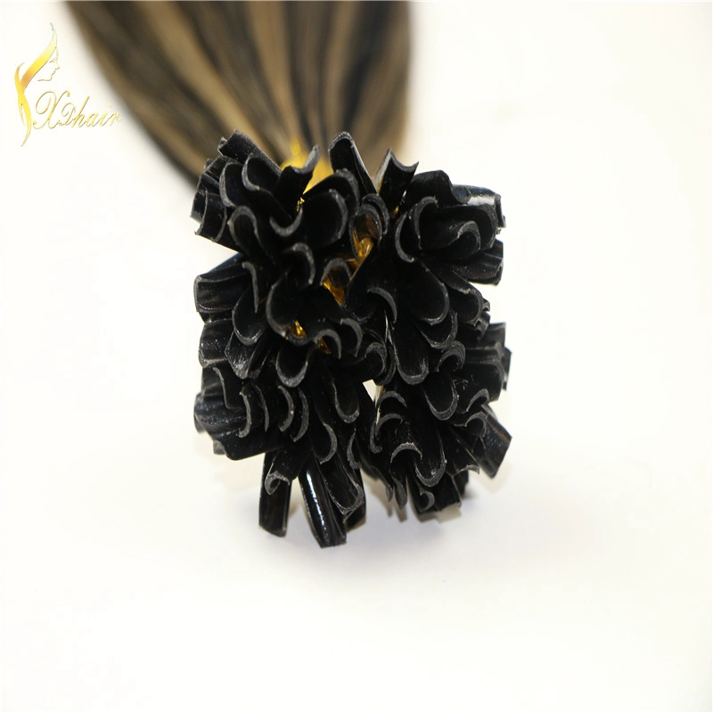 top grade cheap 100% virgin brazilian hair piano color hair ,nail u tip hair extensions