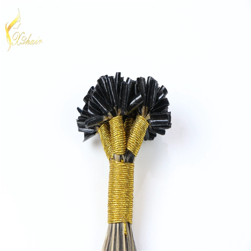 top grade cheap 100% virgin brazilian hair piano color hair ,nail u tip hair extensions