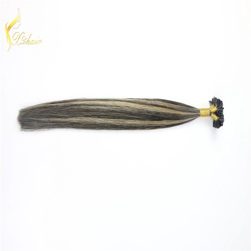 top grade cheap 100% virgin brazilian hair piano color hair ,nail u tip hair extensions