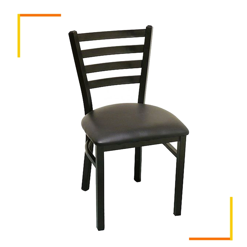 porcelana Fabricante al por mayor de metal negro escalera trasera Restaurante Silla de metal con asiento tapizado fabricante