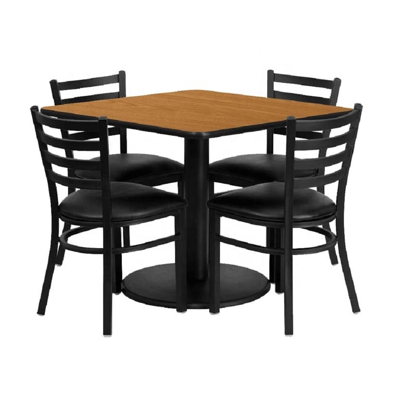 Fabricante al por mayor de metal negro escalera trasera Restaurante Silla de metal con asiento tapizado