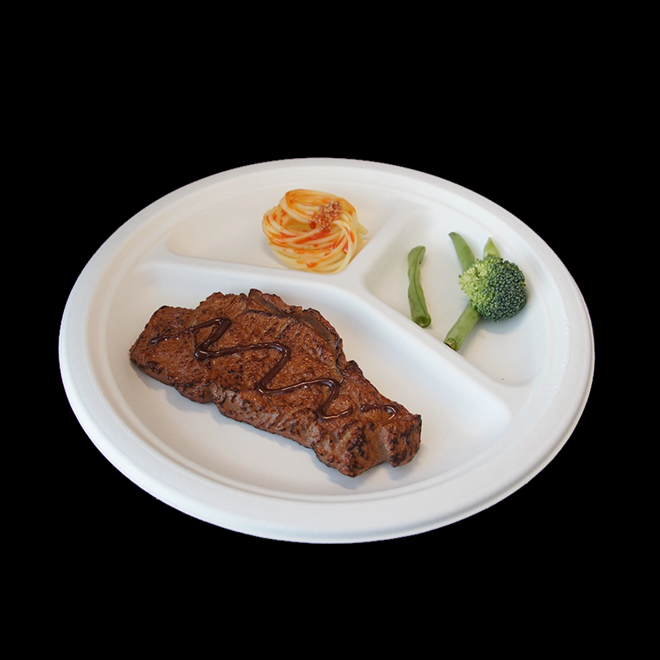 3 compartment biodegradable sugarcane bagasse plates supplier