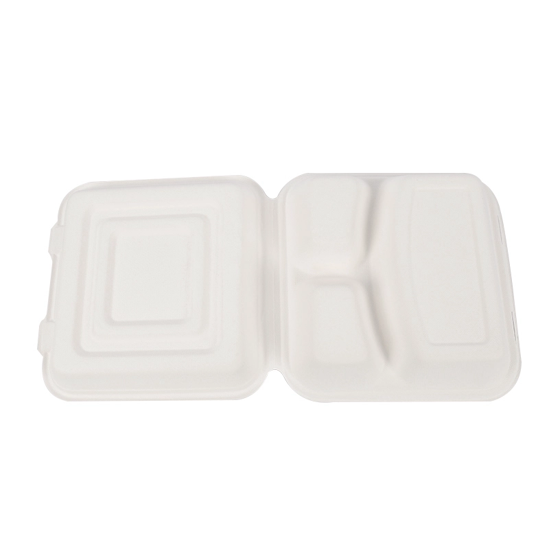 8 pulgadas de 3 compartimientos de bagazo para sacar fabricante de cajas de alimentos