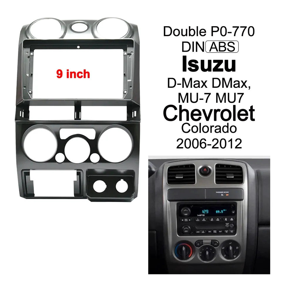 2 Din 9inch Car DVD player Radio Dash Fascia Panel Frame for ISUZU D-Max DMax MU-7 MU7 Chevrolet Colorado 2006-2012