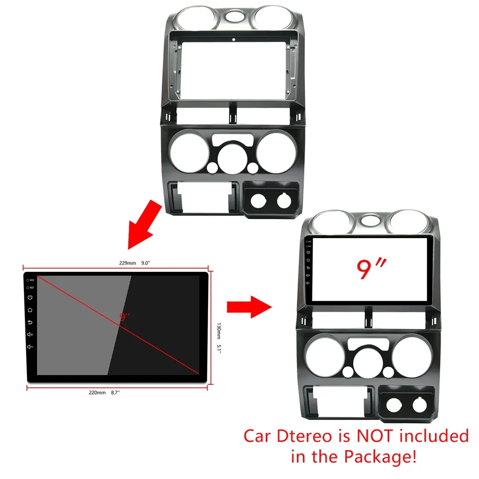 2 Din 9inch Car DVD player Radio Dash Fascia Panel Frame for ISUZU D-Max DMax MU-7 MU7 Chevrolet Colorado 2006-2012