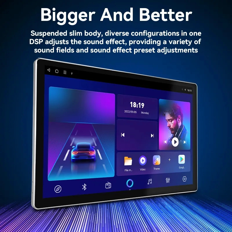 2K 13,3 дюйма сенсорного экрана Android 13 Head Bind 48 Stereo DVD -плеер Car Play Android Car Radio