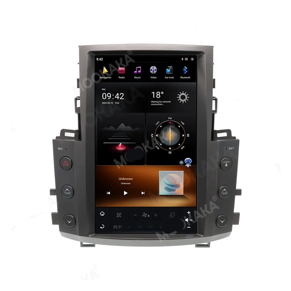 Android 12.0 8 + 128 Go Tesla Style pour Lexus LX570 2007 2008 2009-2015 Multimedia Player Auto Radio Car Stéréo DVD