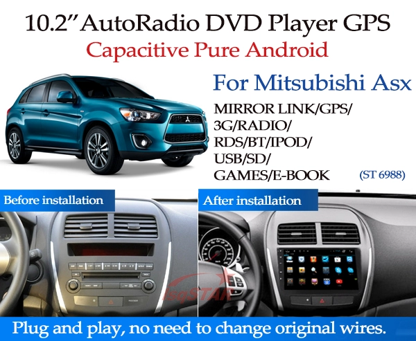 For 1024*600 10.2 inch android Mitsubishi ASX Car radio with Built-in WiFi/GPS Navi/FM/AM Radio/Bluetooth/Multimedia/USB/SD/AUX