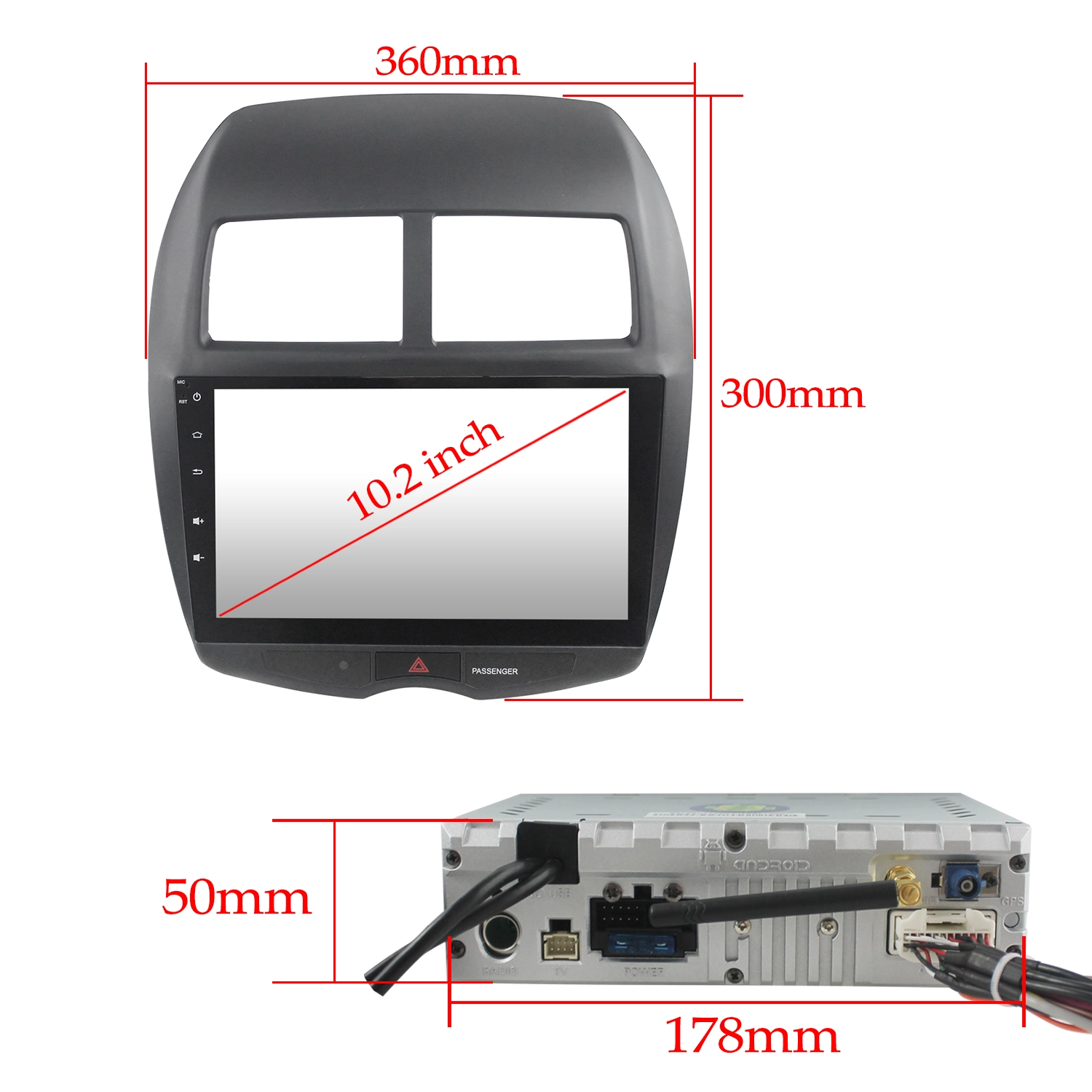 For 1024*600 10.2 inch android Mitsubishi ASX Car radio with Built-in WiFi/GPS Navi/FM/AM Radio/Bluetooth/Multimedia/USB/SD/AUX