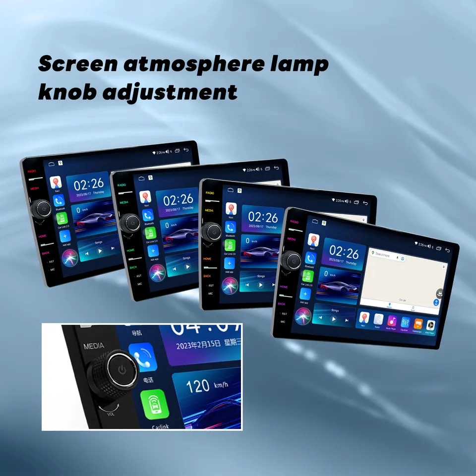 Play de la perilla de venta caliente Reproductor de DVD Android Universal Android 13 GPS de 10 pulgadas Pantalla táctil Konb Swith Car Radio
