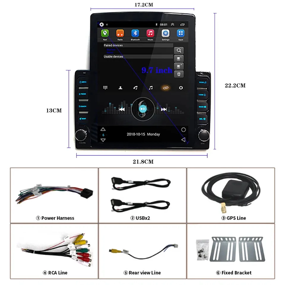 New Tesla 9.7 inch Car Stereo Vertical Touch Screen Android GPS Navigation System Multimedia Universal Auto Radio