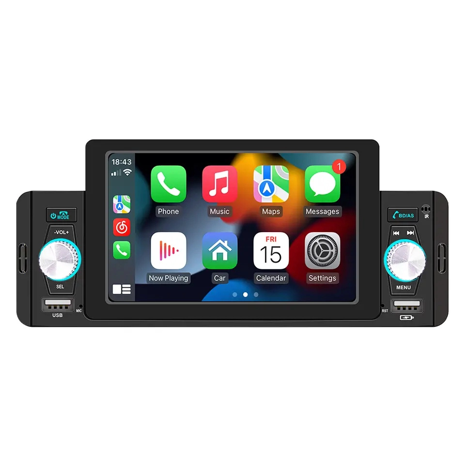 un lien de miroir d'écran de 5 pouces de 5 pouces vidéo Out Single 1 Din Car Mp5 Player Carplay Android Auto Car Radio Stéréo Video MP3 DVD