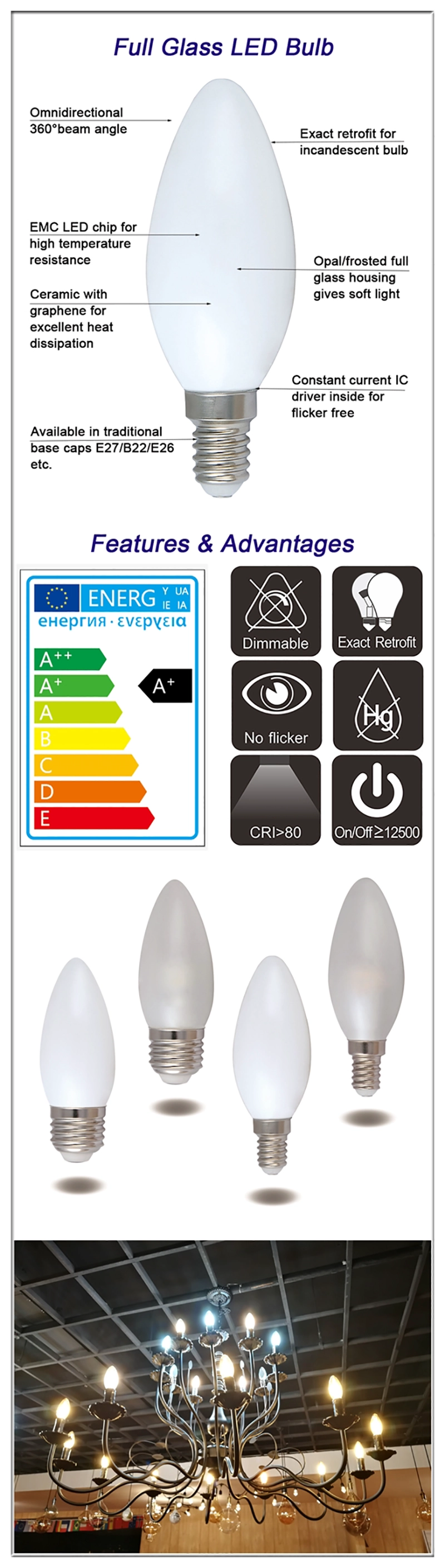 LED Candle C35 bulbs details