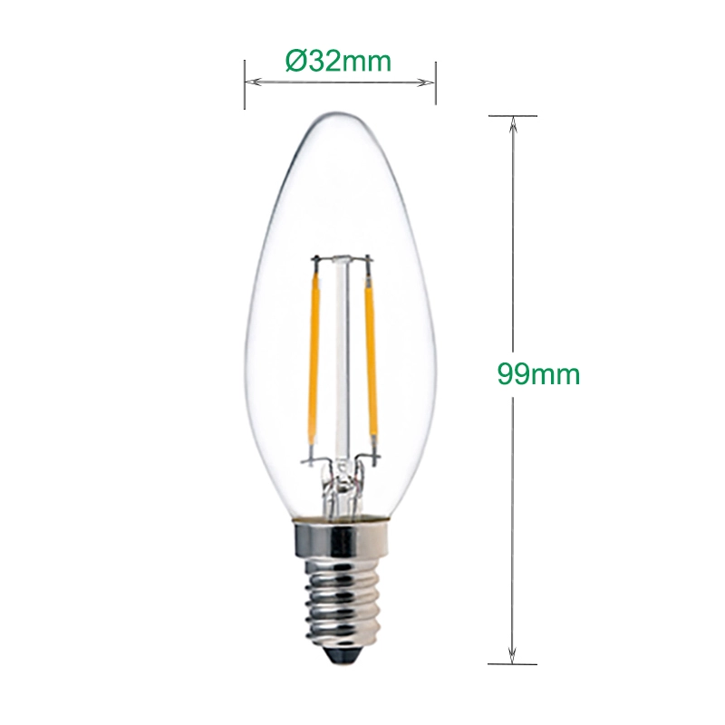 C32 2W LED Filament Candle Light Bulb