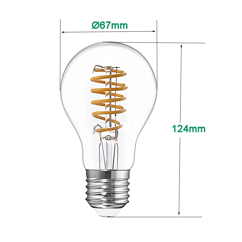 Bombilla de filamento LED flexible GLS A67 8W con patente europea