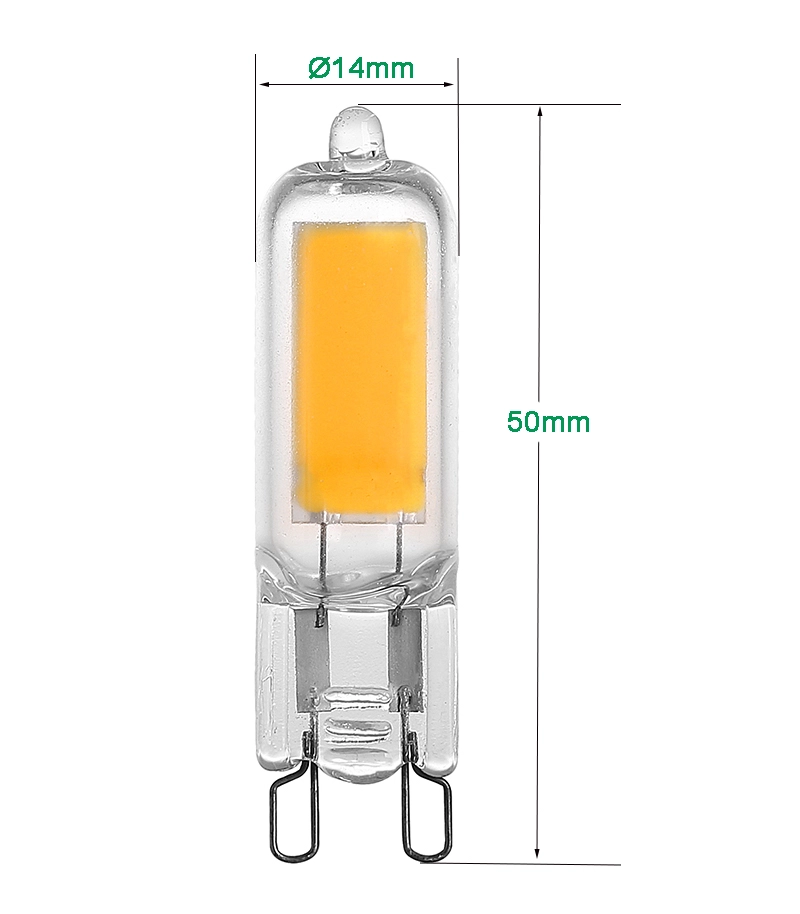 Full Glass G9 COB LED bombillas 2W