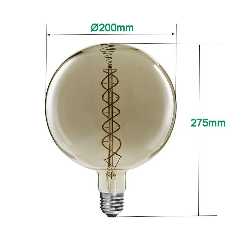 G200 FLEX DS LED bombillas de filamento, China FLEX DS LED fabricante de bombillas de filamento, curva doble espiral gigante LED bombillas de filamento