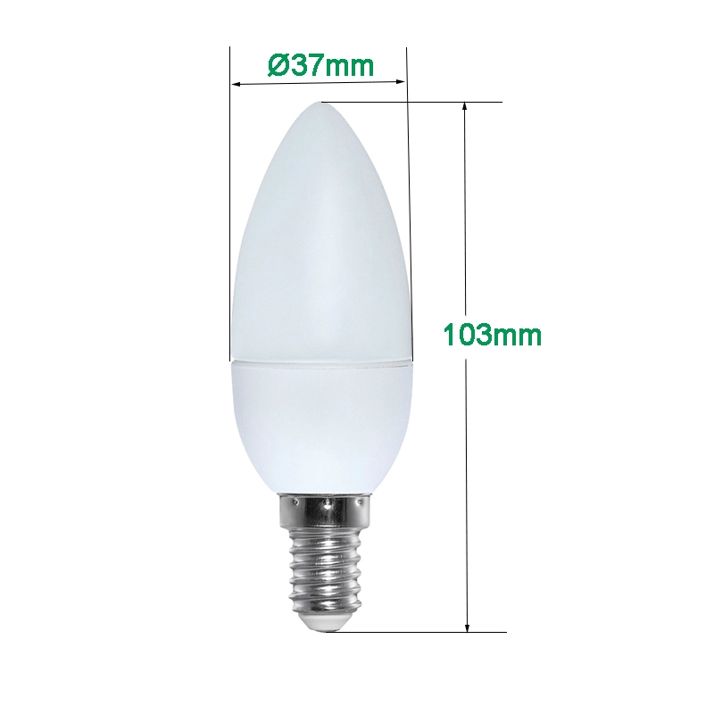 Plastic clad aluminum C37 dimmable LED Chandelier light 5W