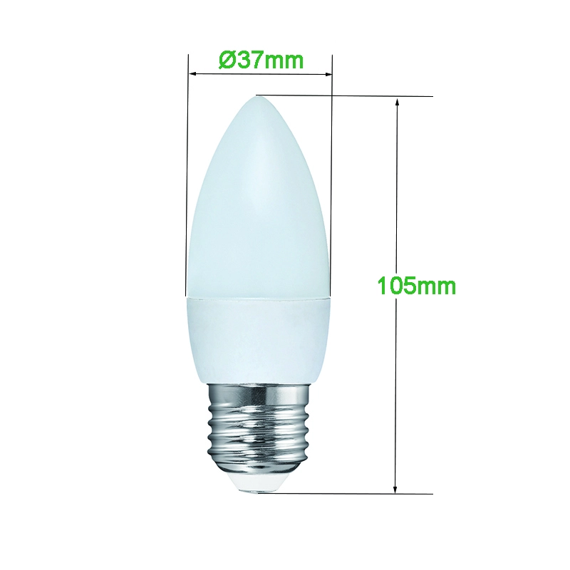 Plastic clad aluminum C37 dimmable LED Chandelier light 5W