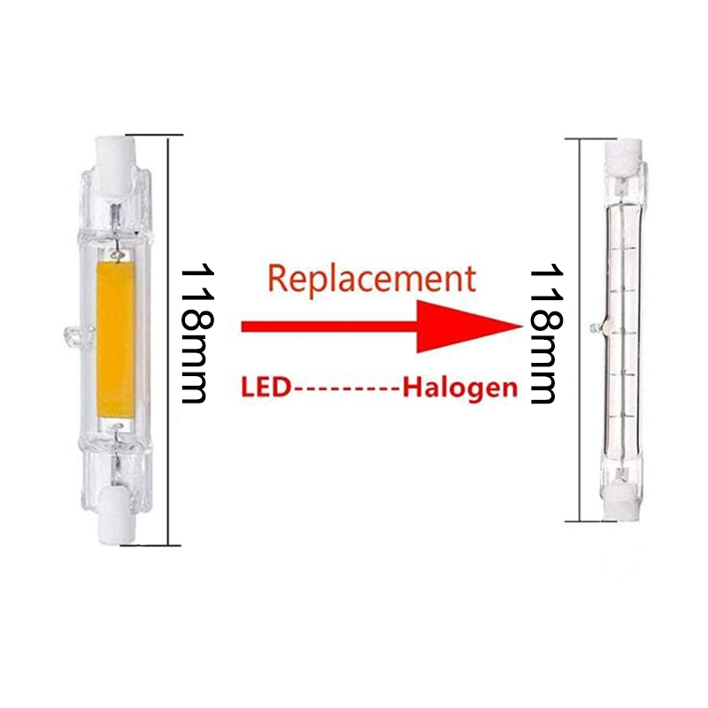 R7S 118MM مصباح أنبوب زجاجي LED 10W