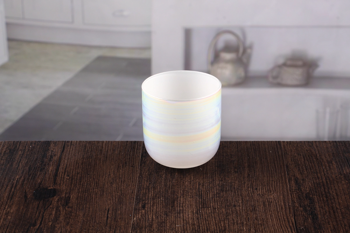 white glass candle holder